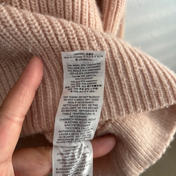 Tory Burch Pink Ribbed Cashmere/Wool Blend Turtleneck Sweater - Picture 5 of 7